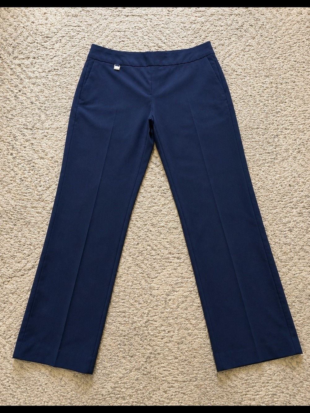 Women's Navy Dress Pants Size 12P Petite Straight Leg Career Office Work Pants - Picture 2 of 4